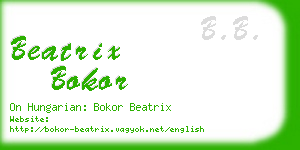 beatrix bokor business card